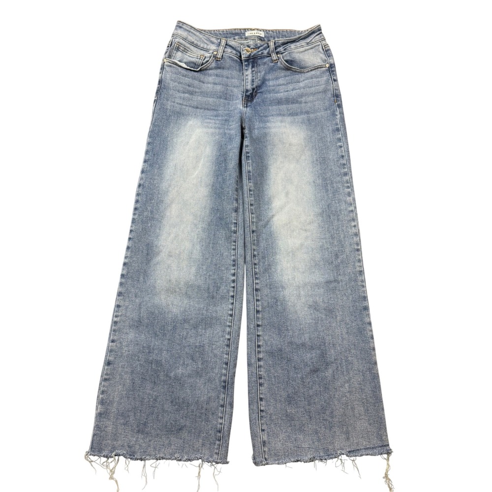 Fire & Rain Womens 11 Wide Leg Light Wash Frayed Hem Denim Jeans